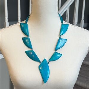 Vibrant Turquoise Wood Necklace